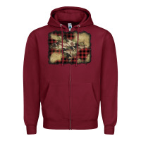 Burgundy buffalo plaid christmas camouflage glitter background Zipper Hoodie - Jasminsmagicworld