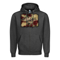 Charcoal Heather buffalo plaid christmas camouflage glitter background Zipper Hoodie - Jasminsmagicworld