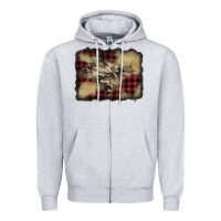 Heather Grey buffalo plaid christmas camouflage glitter background Zipper Hoodie - Jasminsmagicworld