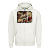 Oatmeal Heather buffalo plaid christmas camouflage glitter background Zipper Hoodie - Jasminsmagicworld