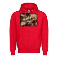 Red buffalo plaid christmas camouflage glitter background Zipper Hoodie - Jasminsmagicworld