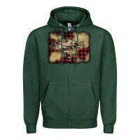 Sports Green buffalo plaid christmas camouflage glitter background Zipper Hoodie - Jasminsmagicworld