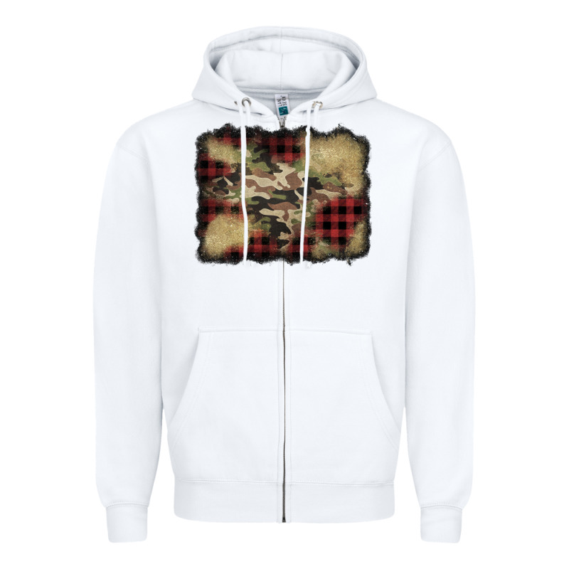 Buffalo Plaid Christmas Camouflage Glitter Background Zipper Hoodie by Jasminsmagicworld | Teevron