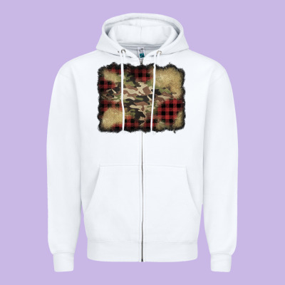Buffalo Plaid Christmas Camouflage Glitter Background Zipper Hoodie Designed By Jasminsmagicworld