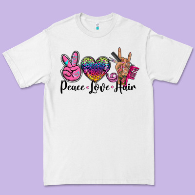 Peace Love Hair Premium Tee Designed By Barkaloodesign