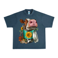 Midnight Navy Simmental Cow Coffee Cup Urban Heavy Tee - FaDigitalArtStudio