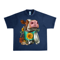 Navy Simmental Cow Coffee Cup Urban Heavy Tee - FaDigitalArtStudio