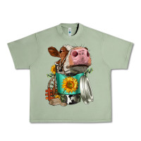 Oil Green Simmental Cow Coffee Cup Urban Heavy Tee - FaDigitalArtStudio