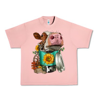 Salmon Simmental Cow Coffee Cup Urban Heavy Tee - FaDigitalArtStudio