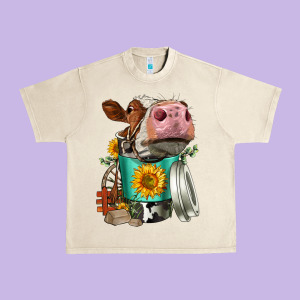 Simmental Cow Coffee Cup Urban Heavy Tee Designed By Fadigitalartstudio