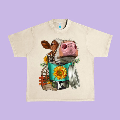Simmental Cow Coffee Cup Urban Heavy Tee Designed By Fadigitalartstudio