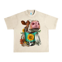 Sandshell Simmental Cow Coffee Cup Urban Heavy Tee - FaDigitalArtStudio