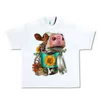 White Simmental Cow Coffee Cup Urban Heavy Tee - FaDigitalArtStudio