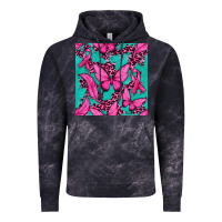Cloud Black Pink Butterfly with Ribbon Cancer Vintage Hoodie - texasbilliewilder