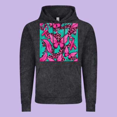 Pink Butterfly With Ribbon Cancer Vintage Hoodie Designed By Texasbilliewilder