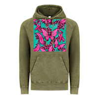 Vintage Olive Pink Butterfly with Ribbon Cancer Vintage Hoodie - texasbilliewilder