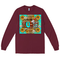 Burgundy sunflower and daisy nurse tumbler Long Sleeve Tee - BundleAndBundleShop