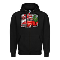Black merry christmas red truck christmas trees Zipper Hoodie - Jasminsmagicworld