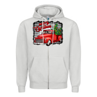 Dove Grey merry christmas red truck christmas trees Zipper Hoodie - Jasminsmagicworld