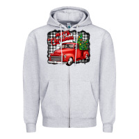 Heather Grey merry christmas red truck christmas trees Zipper Hoodie - Jasminsmagicworld