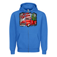 True Royal merry christmas red truck christmas trees Zipper Hoodie - Jasminsmagicworld
