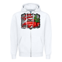 White merry christmas red truck christmas trees Zipper Hoodie - Jasminsmagicworld