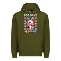 Army Green 100 days of school unicorn Premium Hoodie - Artiststas