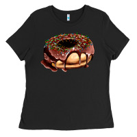 Black chocolate donut with candies Ladies Tee - AdoDesignShop