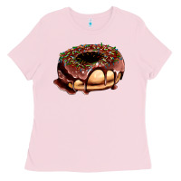 Bubblegum Pink chocolate donut with candies Ladies Tee - AdoDesignShop