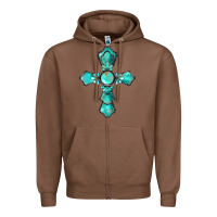 Chestnut western turquoise gemstone cross Zipper Hoodie - BarkalooDesign