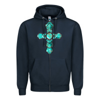 Navy western turquoise gemstone cross Zipper Hoodie - BarkalooDesign