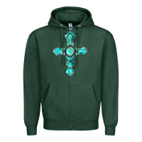 Sports Green western turquoise gemstone cross Zipper Hoodie - BarkalooDesign