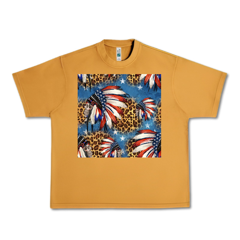 4th Of July Indian Headdress Seamless Pattern Urban Heavy Tee by HRA Design Shop | Teevron