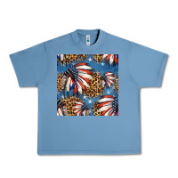 Pebble Blue 4th of july indian headdress seamless pattern Urban Heavy Tee - HRA Design Shop