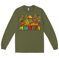 Army Green mamita and sombrero with lime flowers Long Sleeve Tee - AdoDesignShop