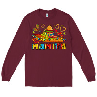 Burgundy mamita and sombrero with lime flowers Long Sleeve Tee - AdoDesignShop