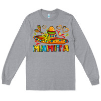 Heather Grey mamita and sombrero with lime flowers Long Sleeve Tee - AdoDesignShop