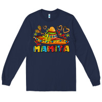 Navy mamita and sombrero with lime flowers Long Sleeve Tee - AdoDesignShop