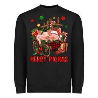 Black merry pig mas Heavyweight Sweatshirt - FaDigitalArtStudio