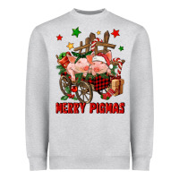 Heather Grey merry pig mas Heavyweight Sweatshirt - FaDigitalArtStudio