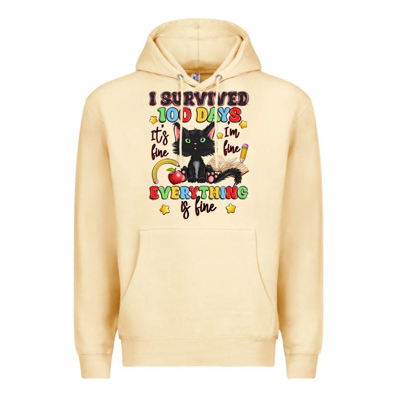 I Survived 100 Days It's Fine I'm Fine Premium Hoodie by Artiststas | Teevron