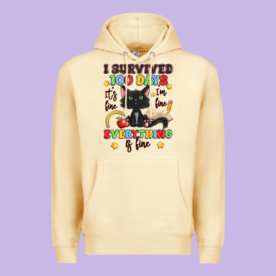 I Survived 100 Days It's Fine I'm Fine Premium Hoodie Designed By Artiststas