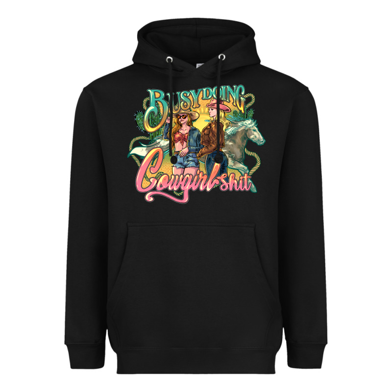 Busy Doing Cowgirl Heavyweight Hoodie by NancyCooperArtShop | Teevron