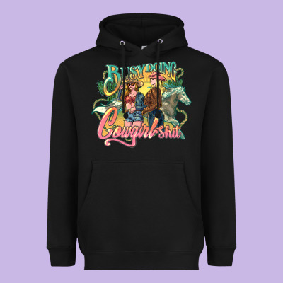 Busy Doing Cowgirl Heavyweight Hoodie Designed By Nancycooperartshop