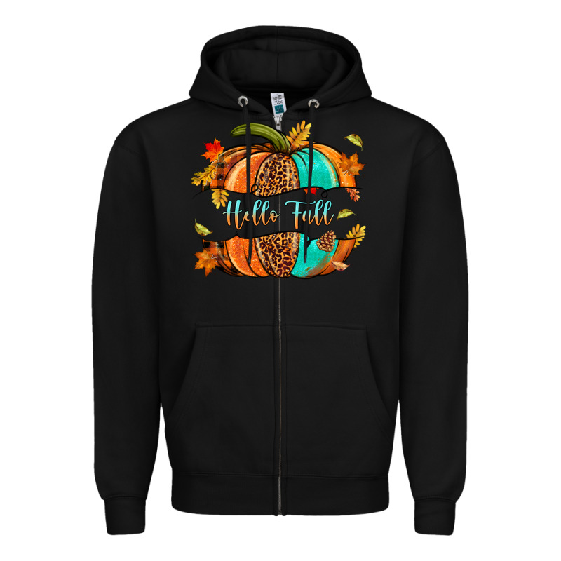 Pumpkin Hello Fall Zipper Hoodie by NancyCooperArtShop | Teevron