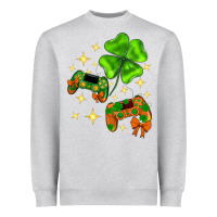 Heather Grey St. Patrick's Day with game control and clover Heavyweight Sweatshirt - Neo Western