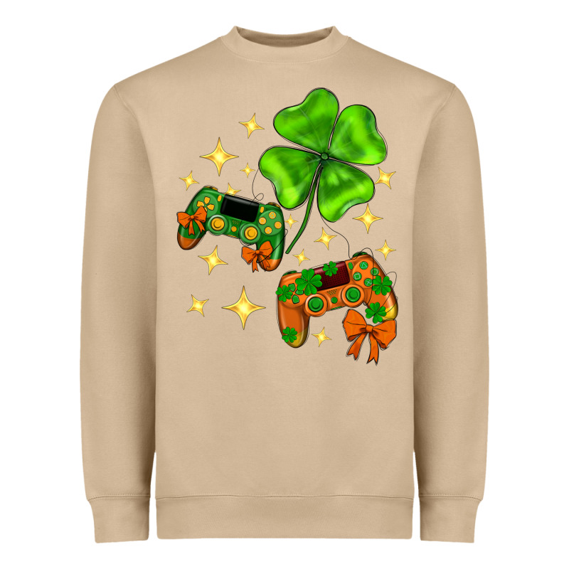 St. Patrick's Day With Game Control And Clover Heavyweight Sweatshirt by Neo Western | Teevron