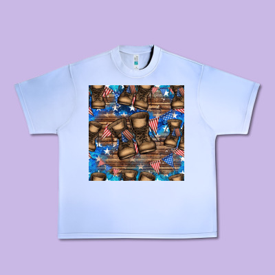 4th Of Juky Veteran Boots Seamless Pattern Urban Heavy Tee Designed By Hra Design Shop