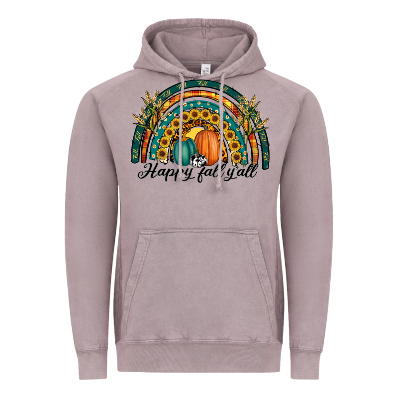 Happy Fall Y'all Rainbow Vintage Hoodie by RanaPortraitStore | Teevron