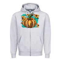 Heather Grey pumpkin western Zipper Hoodie - BarkalooDesign